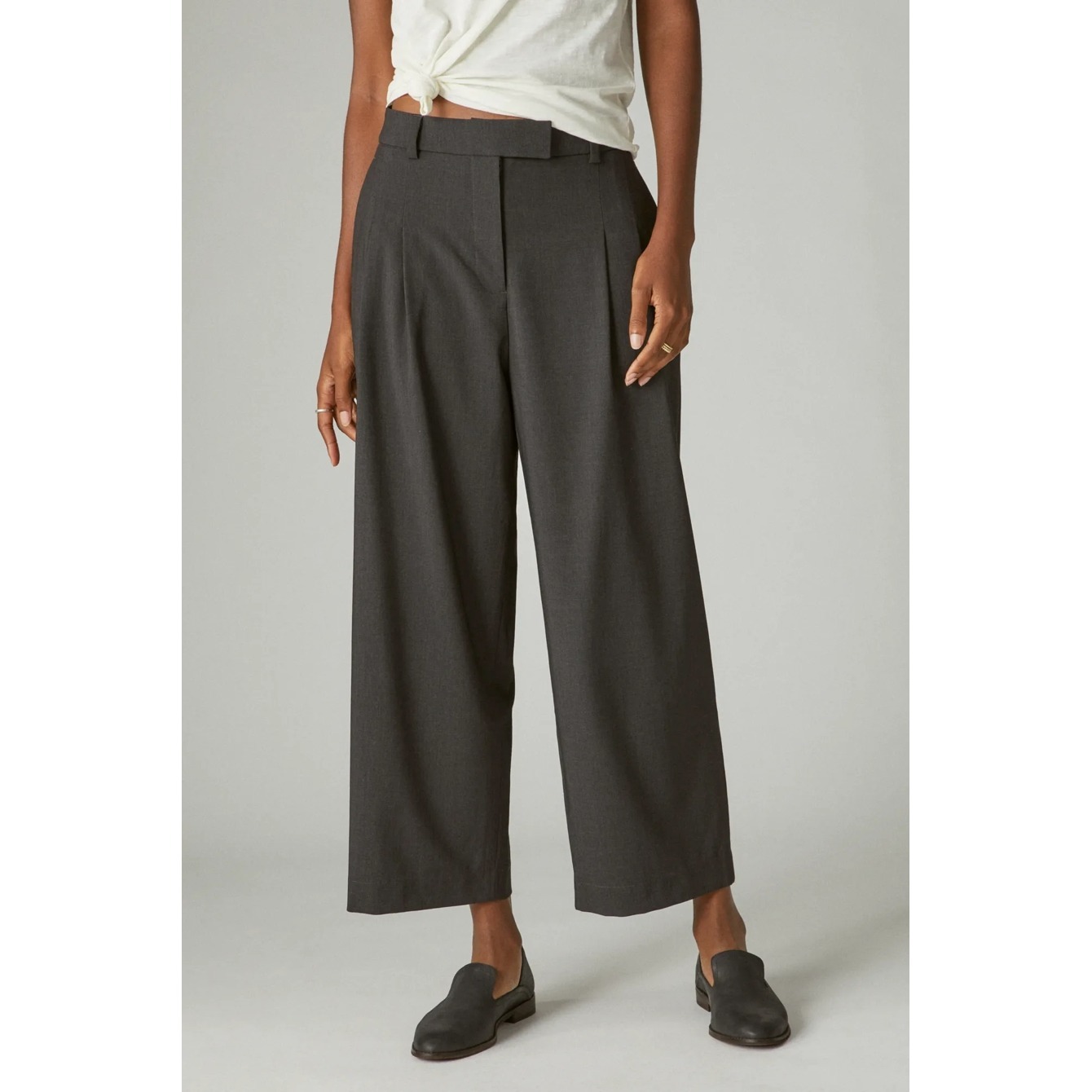 Lucky Brand Pant Size Xl Gray Menswear Pleated Ankle Wide Leg Trouser New